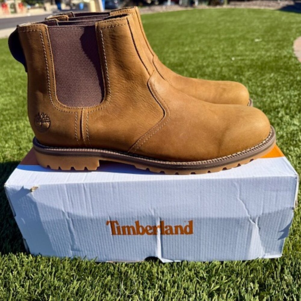 Timberland Men's Larchmont Mid Chelsea Boots, Wheat, Size 12, Including Box